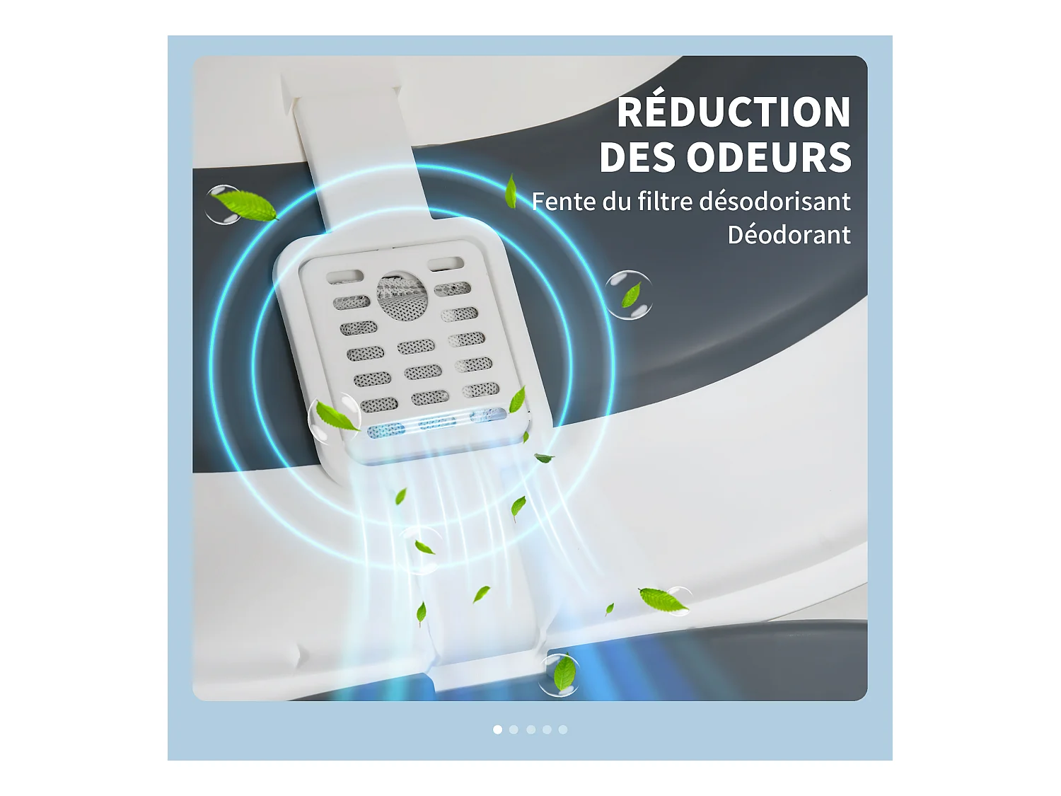 Maison de toilette pliable - bac à litière chat avec porte battante, pelle et filtre inclus - ABS PP blanc gris