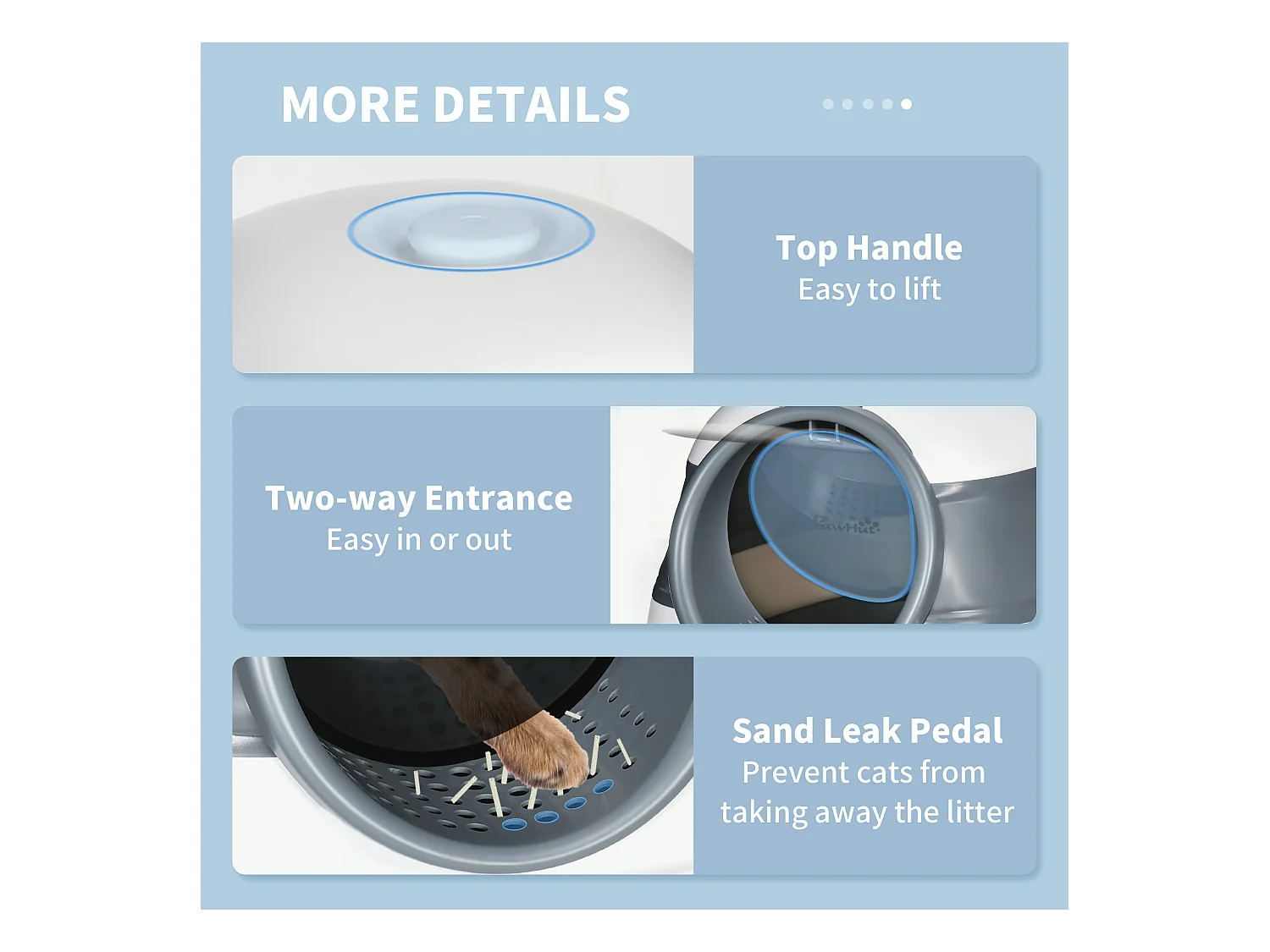 Maison de toilette pliable - bac à litière chat avec porte battante, pelle et filtre inclus - ABS PP blanc gris