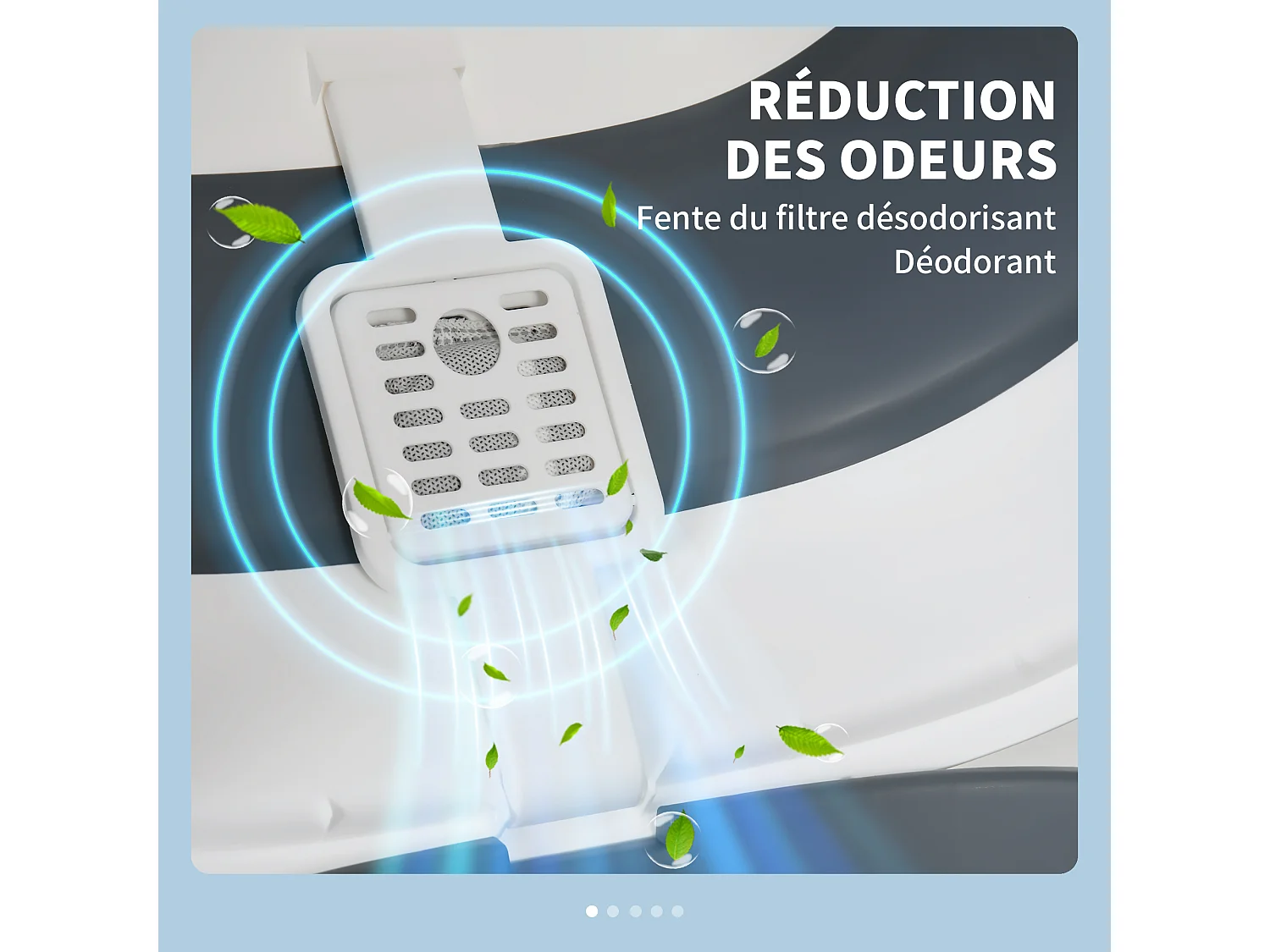 Maison de toilette pliable - bac à litière chat avec porte battante, pelle et filtre inclus - ABS PP blanc gris