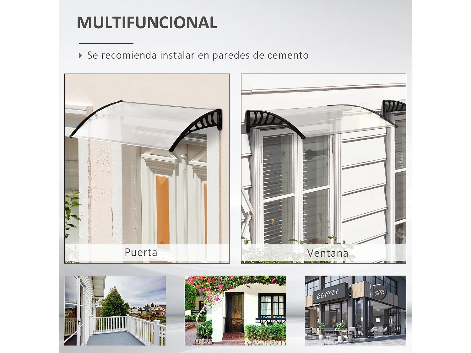 Tejadillo de protección transparente 150x90x25cm Outsunny