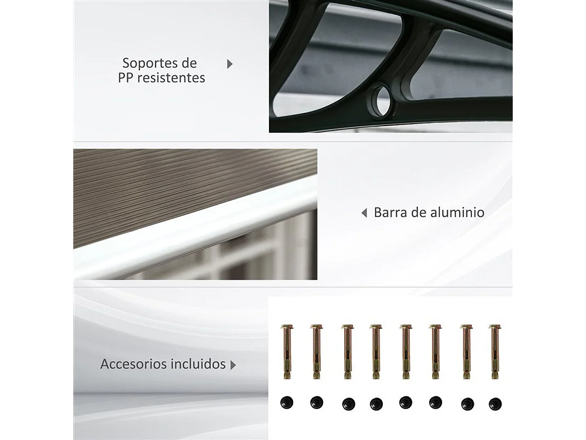 Tejadillo de protección marrón 200x96x27 cm Outsunny