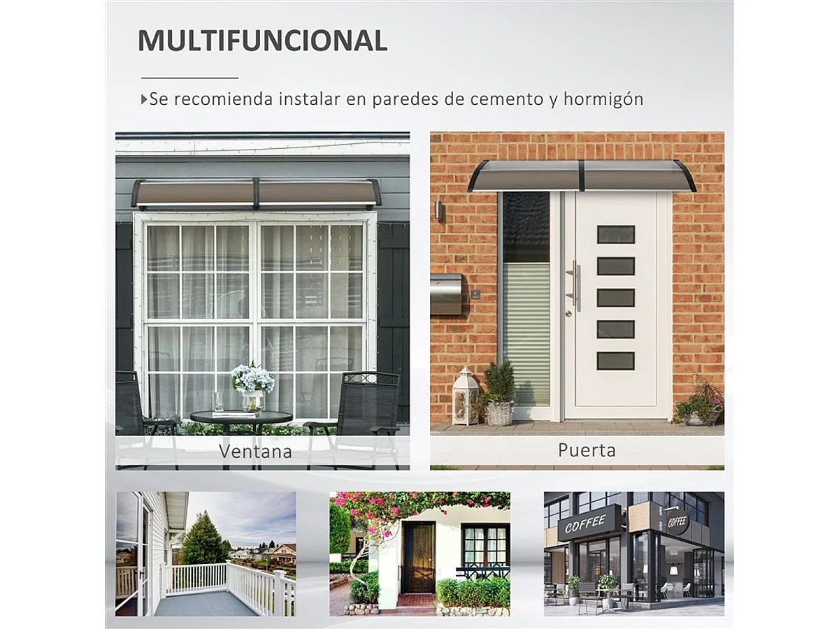 Tejadillo de protección marrón 200x96x27 cm Outsunny