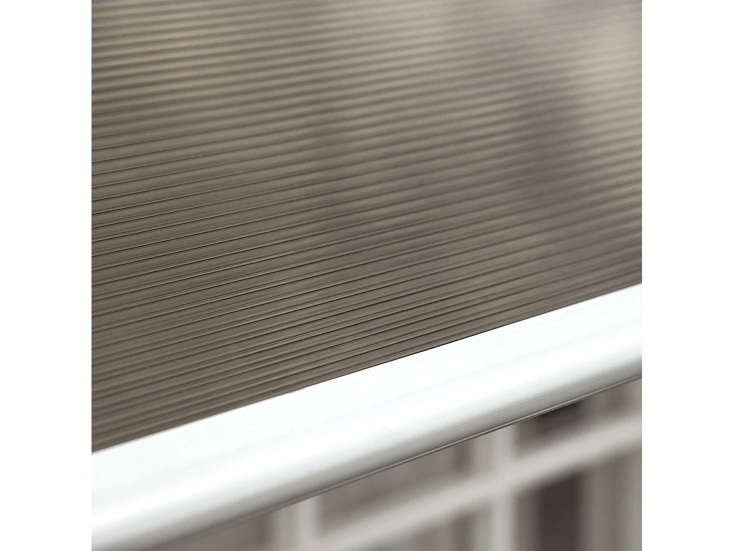 Auvent de protection extérieur – 200 x 96 cm – Noir et marron – Polycarbonate, aluminium et PP