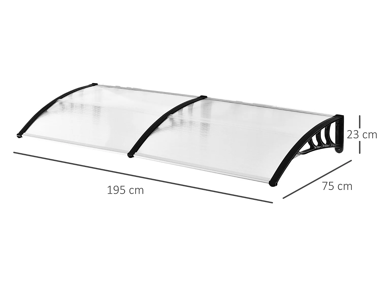 Tejadillo de protección transparente 195x75x23 cm Outsunny