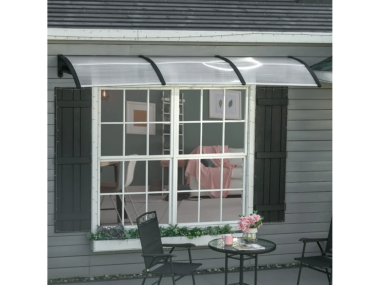 Tejadillo de protección transparente 303x96x27 cm Outsunny