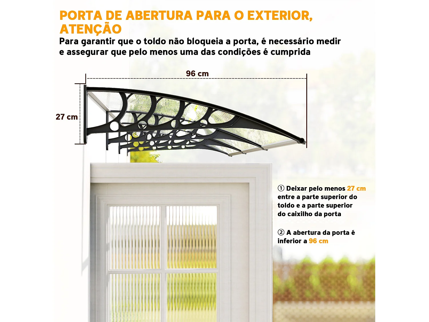 Tejadillo de protección transparente 303x96x27 cm Outsunny