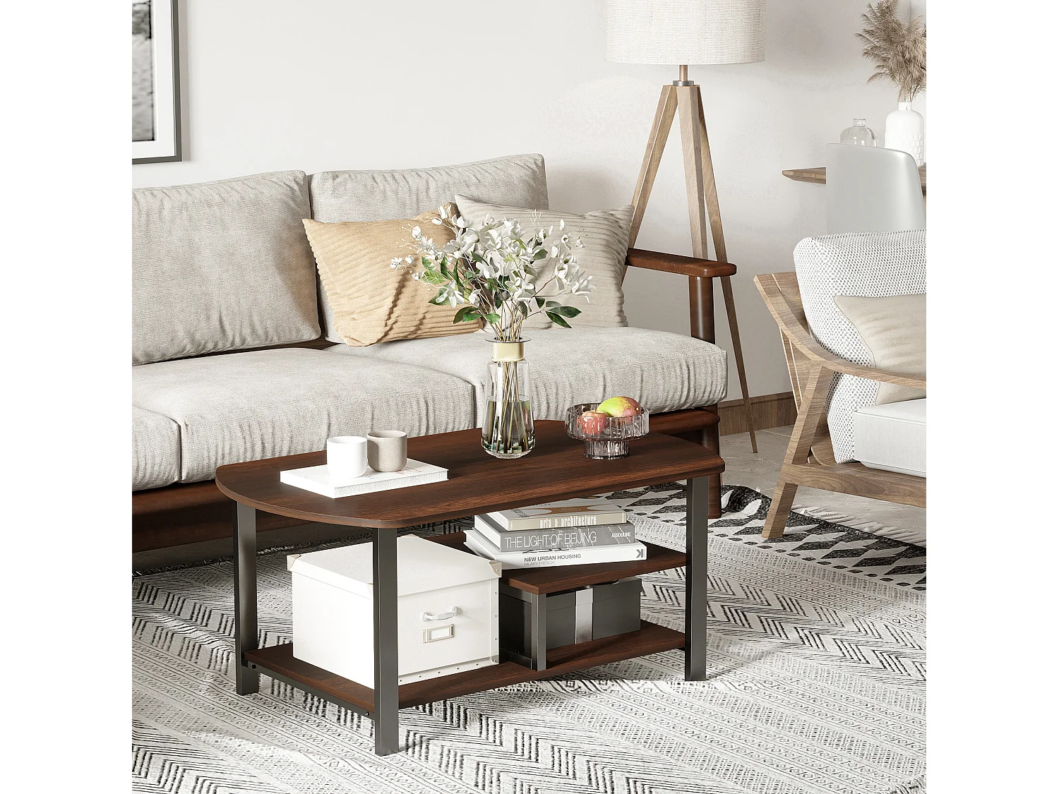 Mesa de café marrón rústico 100x60x46 cm HOMCOM