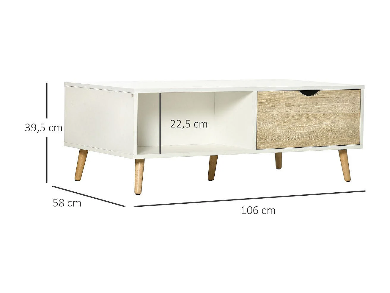 Mesa de centro blanco 106x58x39.5 cm HOMCOM