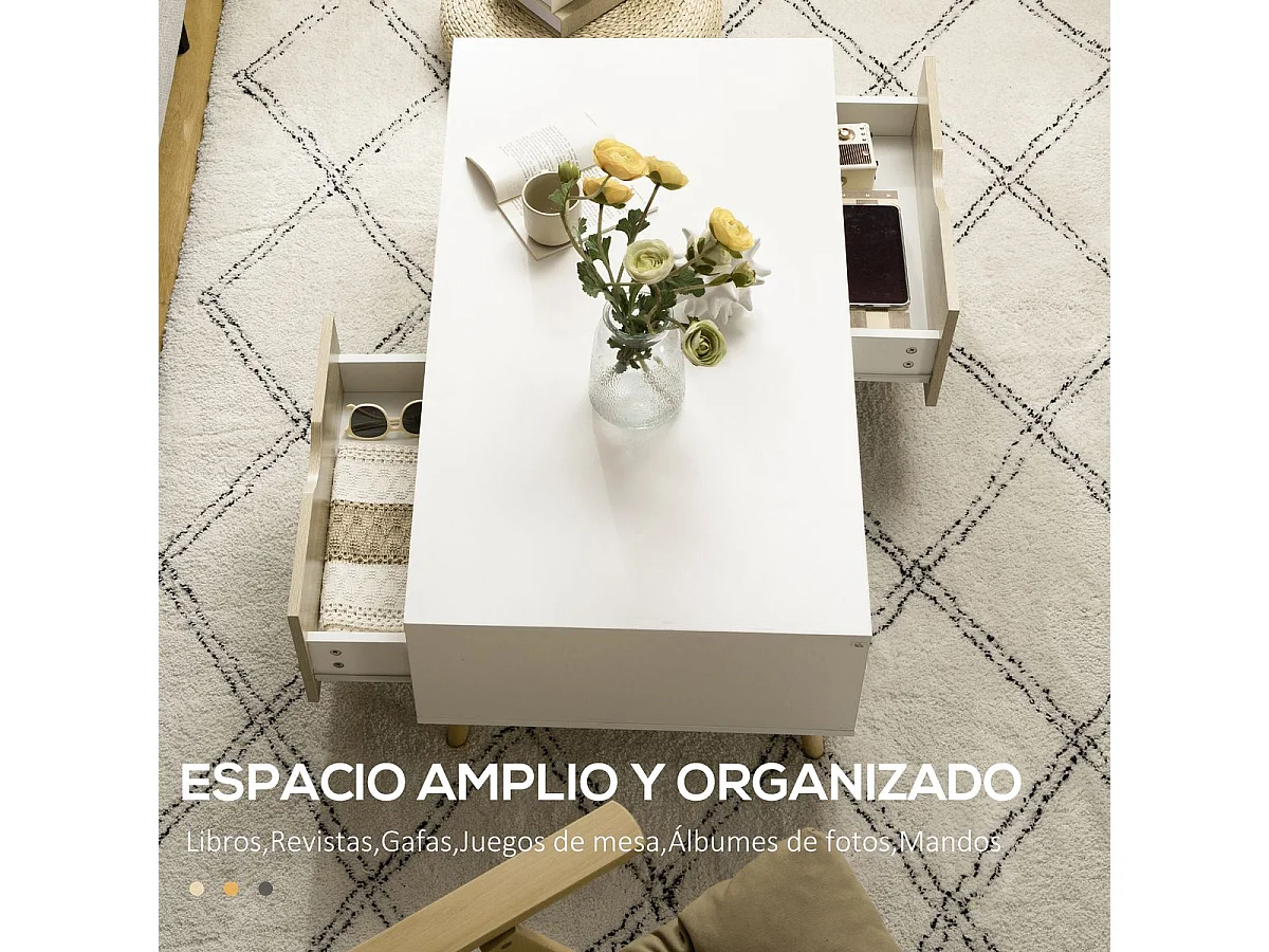 Mesa de centro blanco 106x58x39.5 cm HOMCOM