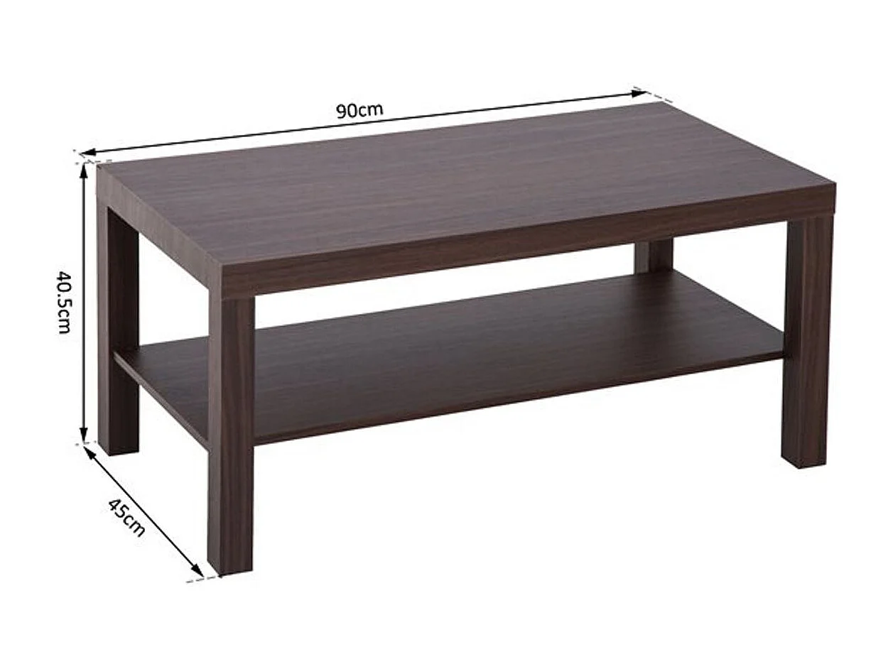 Mesa de centro nogal 90x45x40,5cm HOMCOM