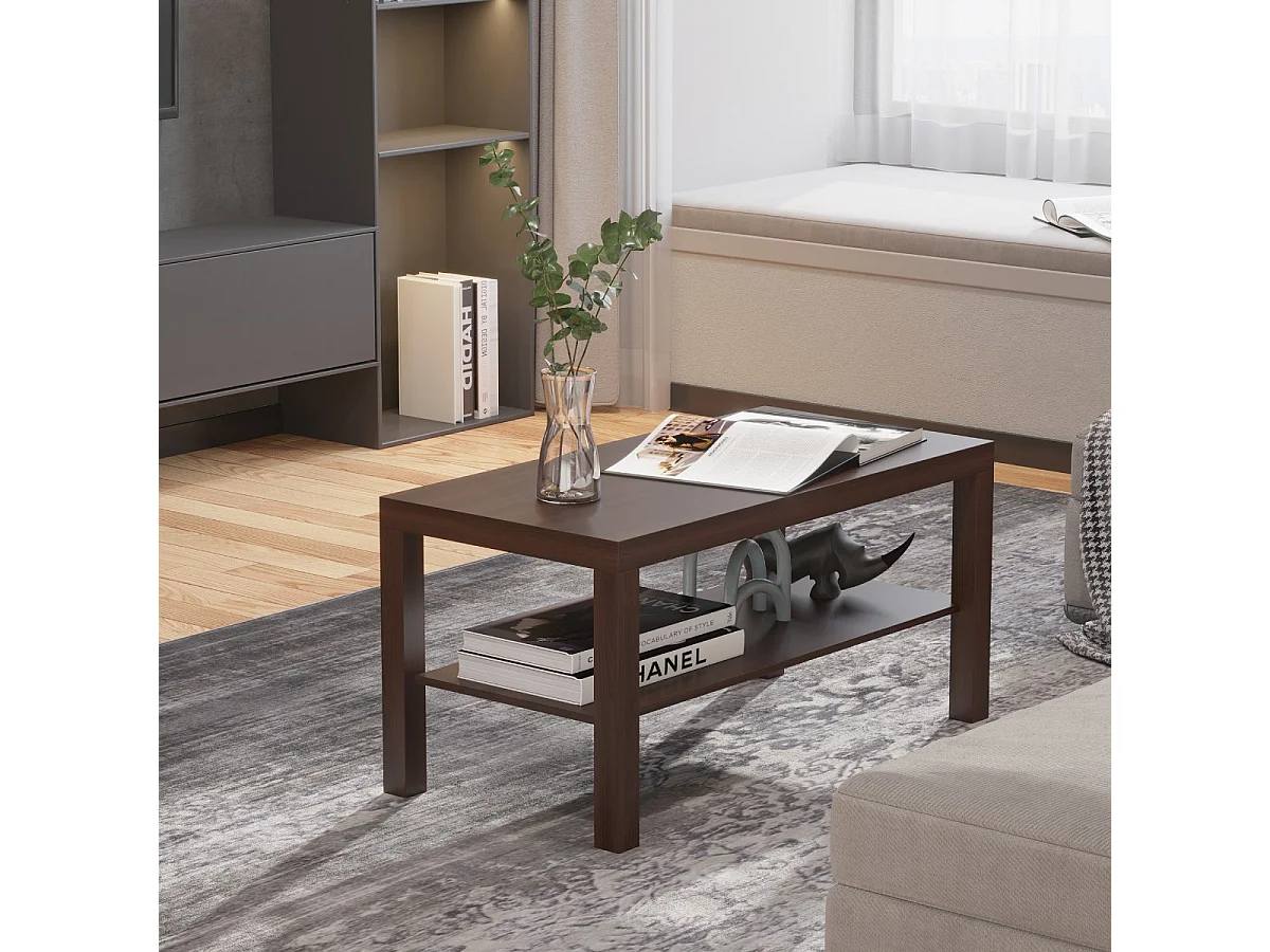 Mesa de centro nogal 90x45x40,5cm HOMCOM