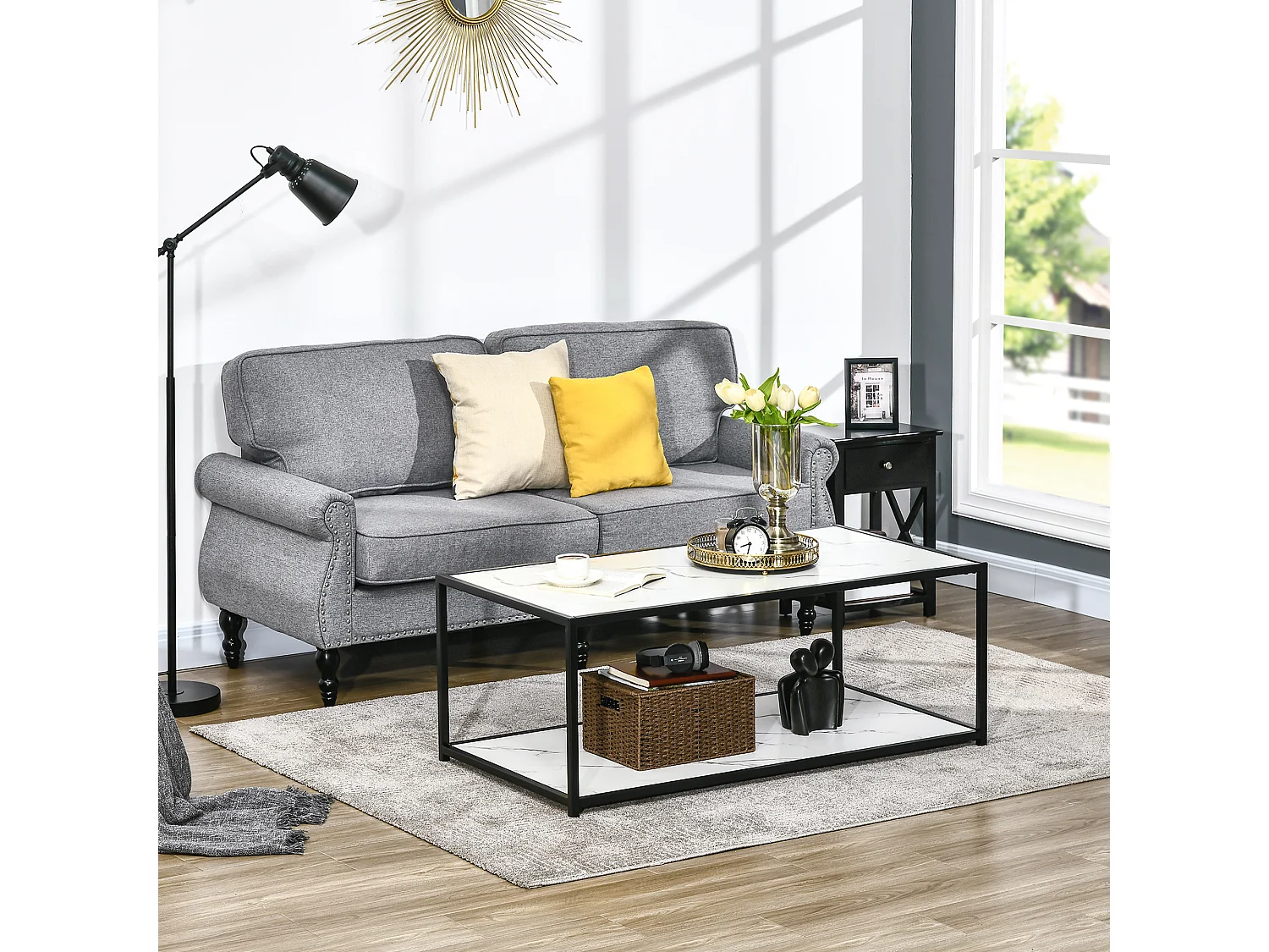 Mesa de centro blanco 120x60x46 cm HOMCOM