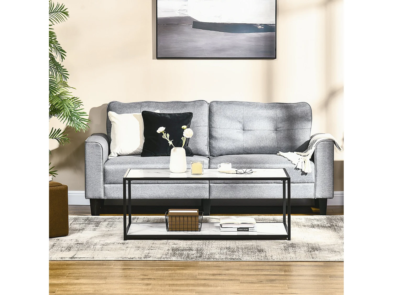 Mesa de centro blanco 120x60x46 cm HOMCOM