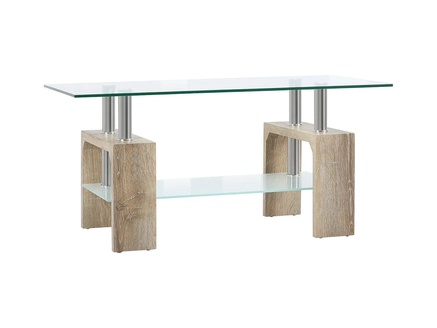Mesa de centro transparente y natural 90x50x42 cm HOMCOM