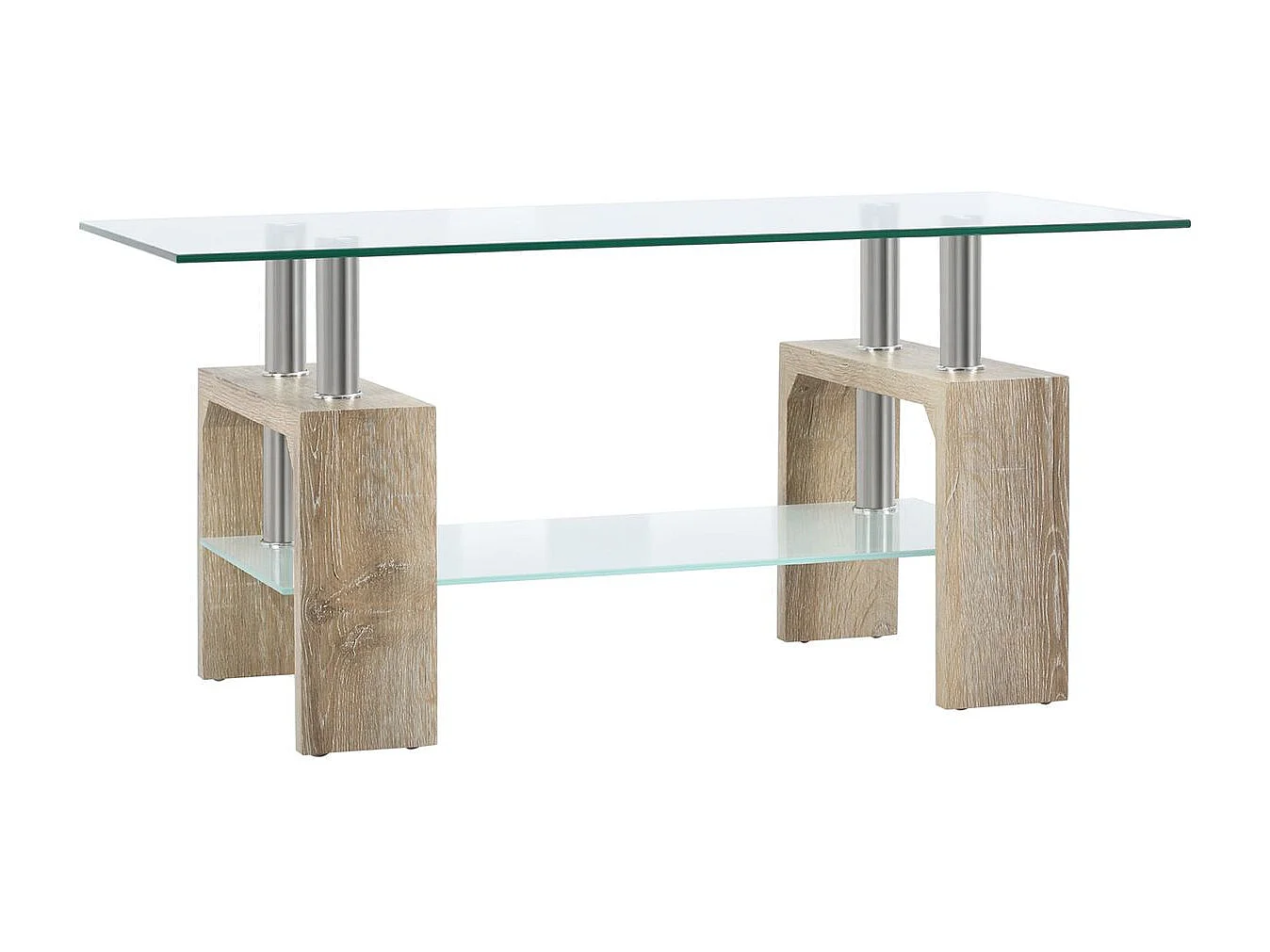 Mesa de centro transparente y natural 90x50x42 cm HOMCOM