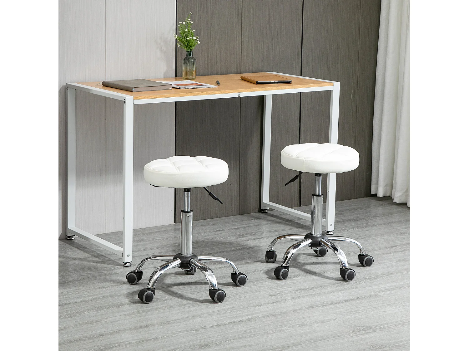 Taburete giratorio blanco 35.5x35.5x63 cm HOMCOM