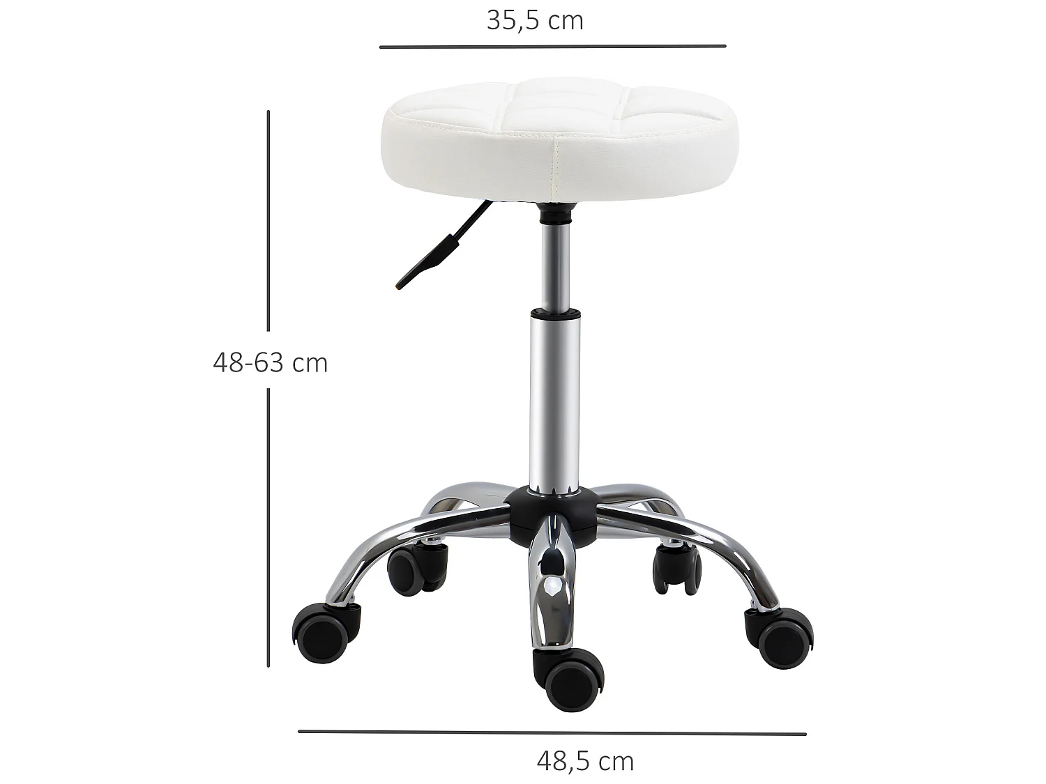 Taburete giratorio blanco 35.5x35.5x63 cm HOMCOM