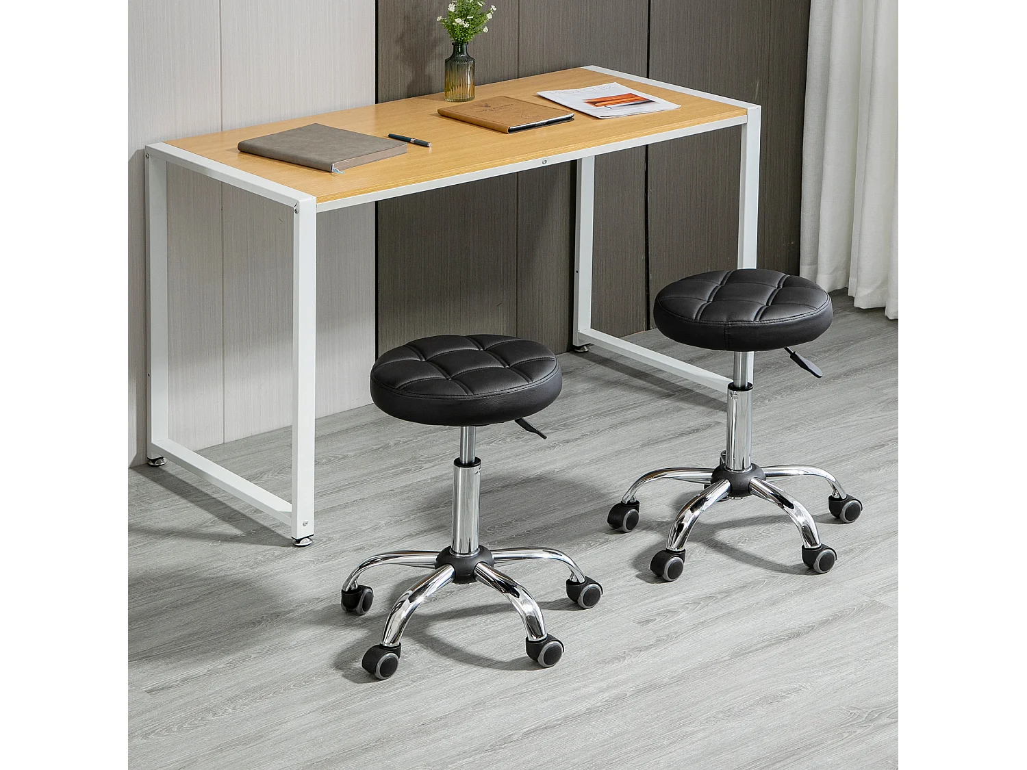 Taburete giratorio negro 35.5x35.5x63 cm HOMCOM