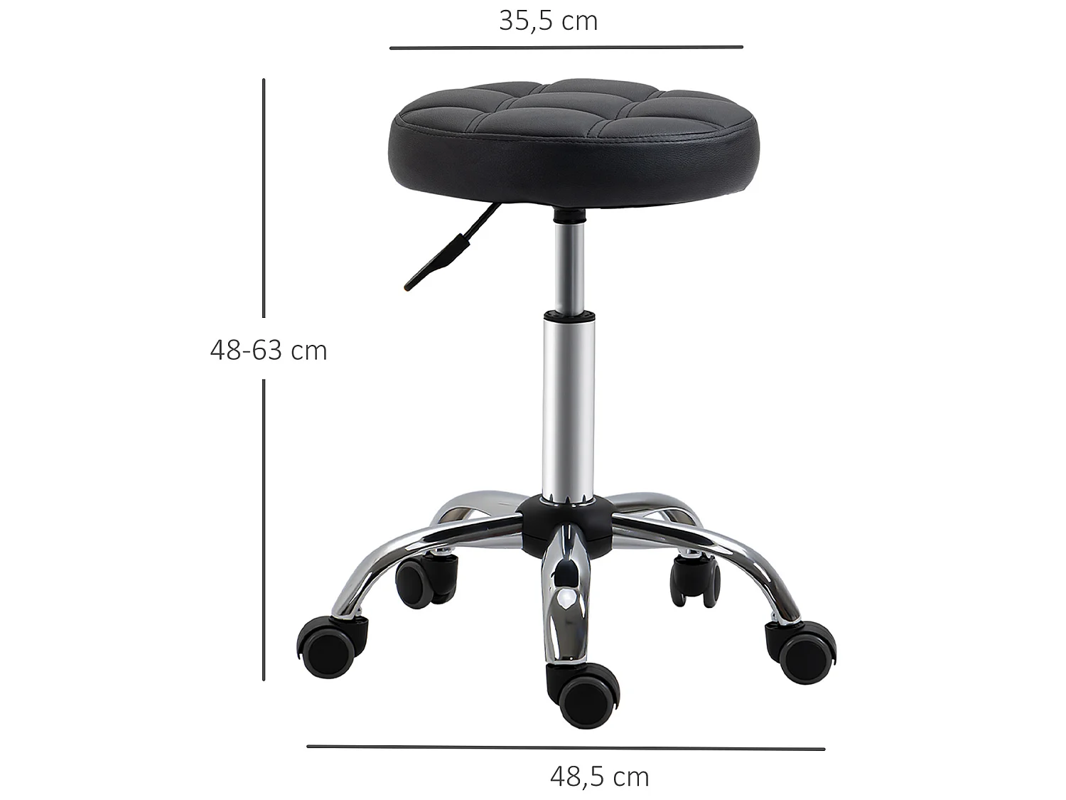 Taburete giratorio negro 35.5x35.5x63 cm HOMCOM