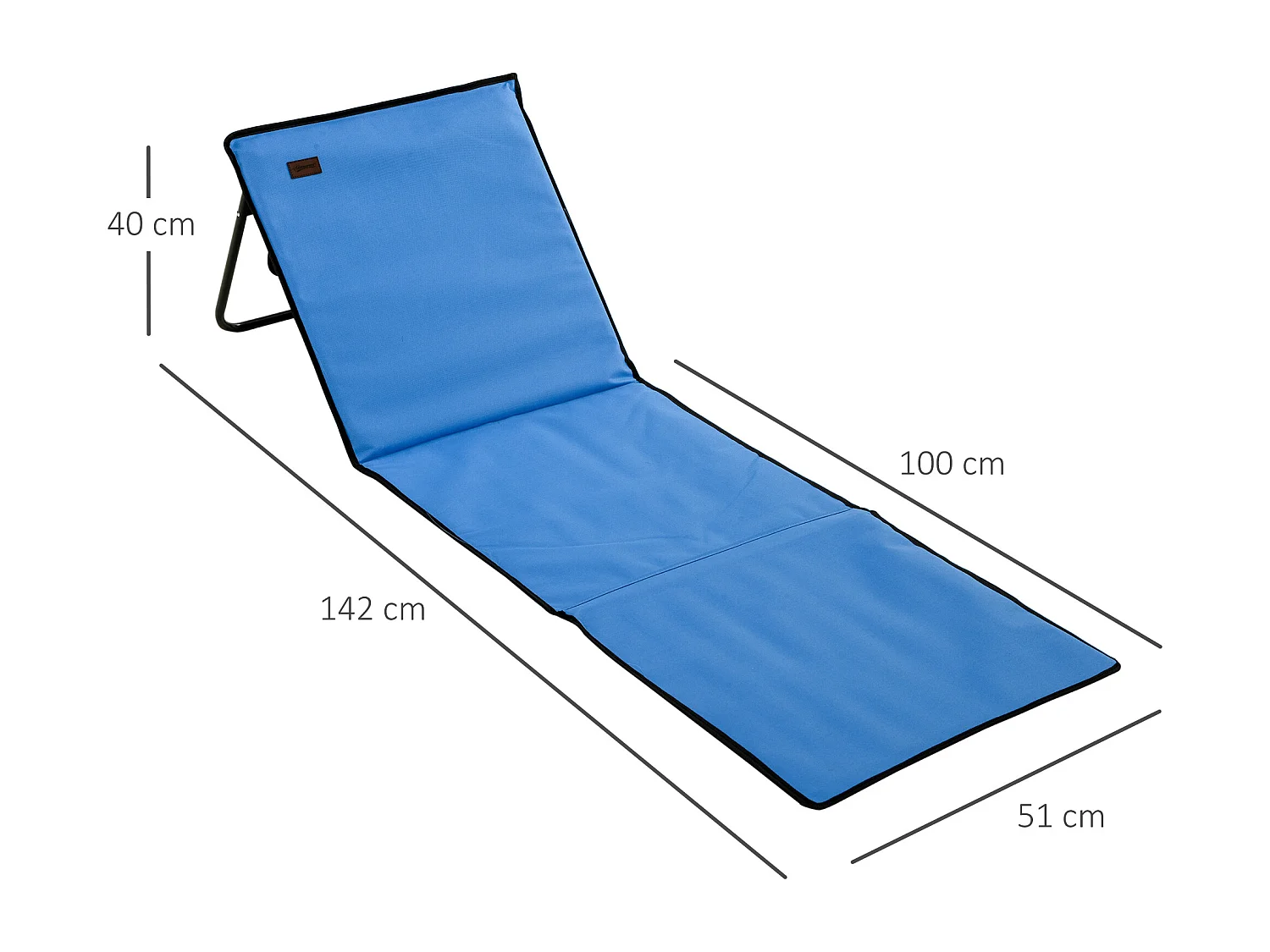 Lot de 2 tapis de plage rembourrés pliables - matelas de plage - dossier inclinable, rangement - métal polyester bleu