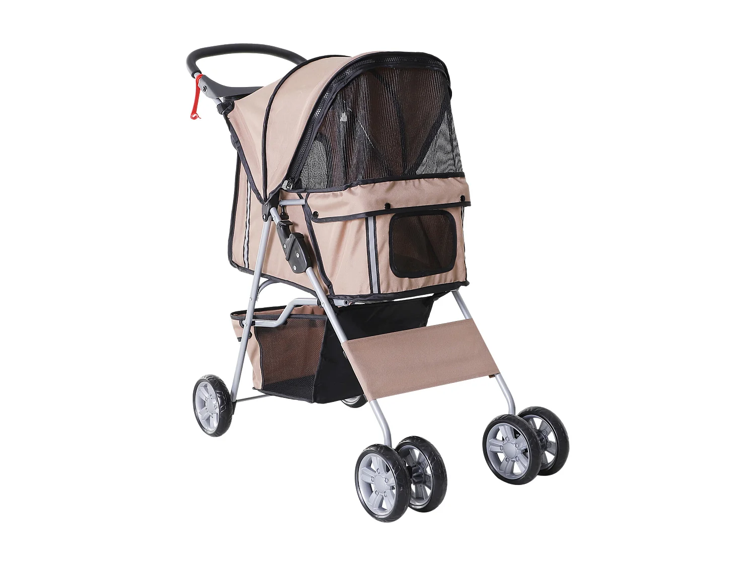 Poussette buggy pliable pour chiens tissu 600D Oxford imperméable 4 roues marron