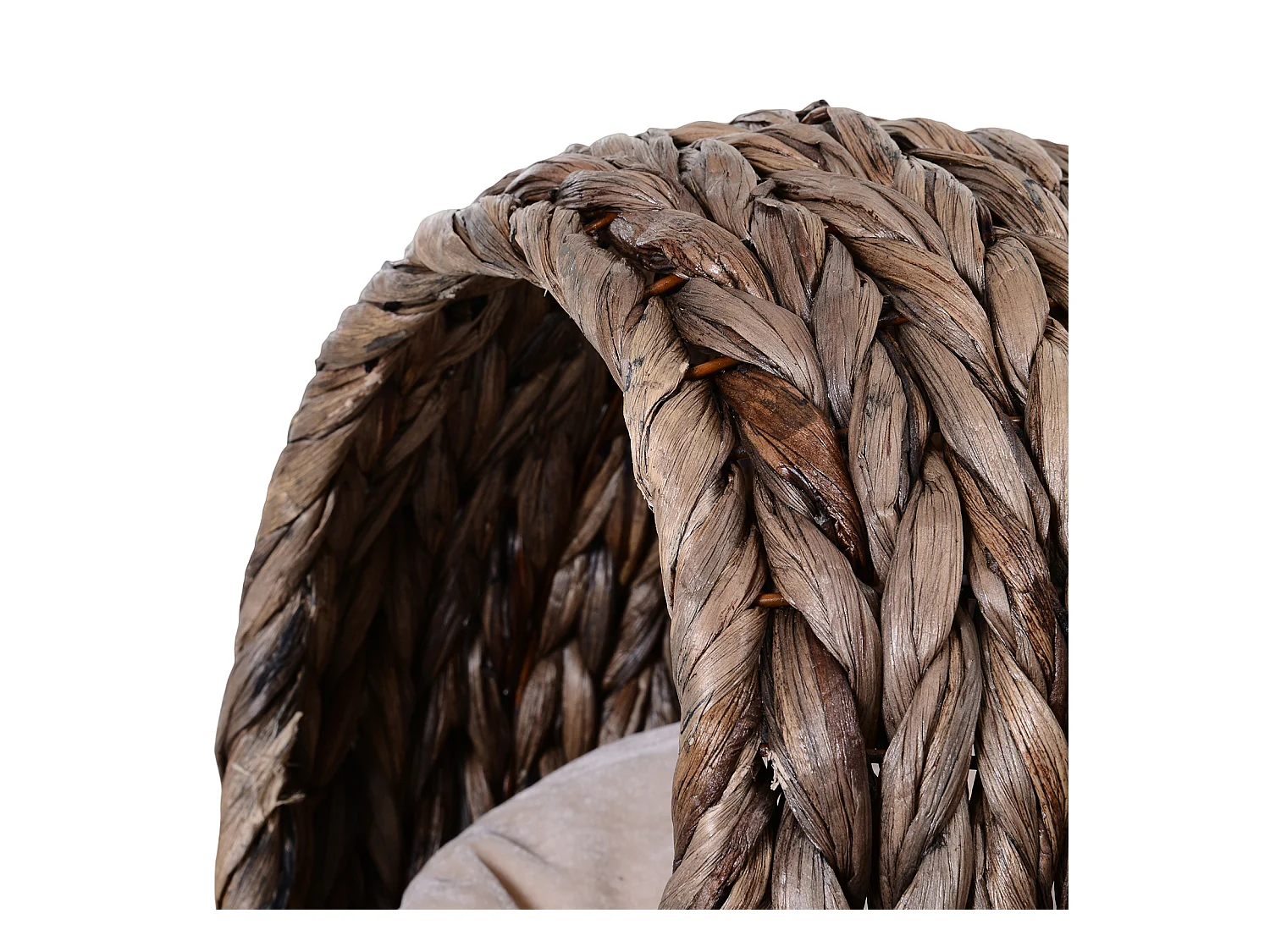 PawHut Panier chat lit chat cosy grand confort dim. 42L x 33l x 52H cm coloris gris coussin moelleux beige inclus