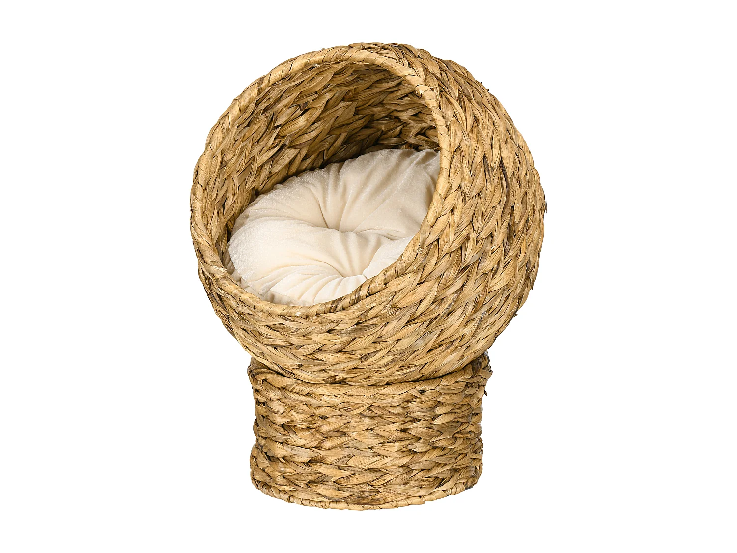 PawHut Panier chat lit chat cosy grand confort dim. 42L x 33l x 52H cm coussin moelleux beige inclus