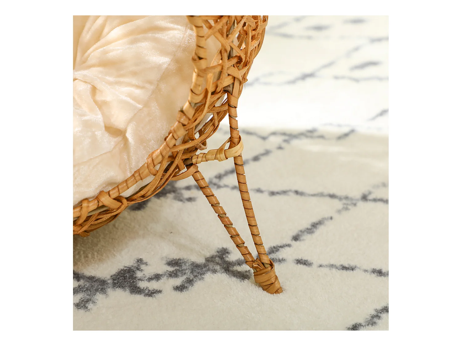 Panier chat lit chat cosy grand confort dim. Ø 40 x 32H cm coussin moelleux inclus polyester beige rotin