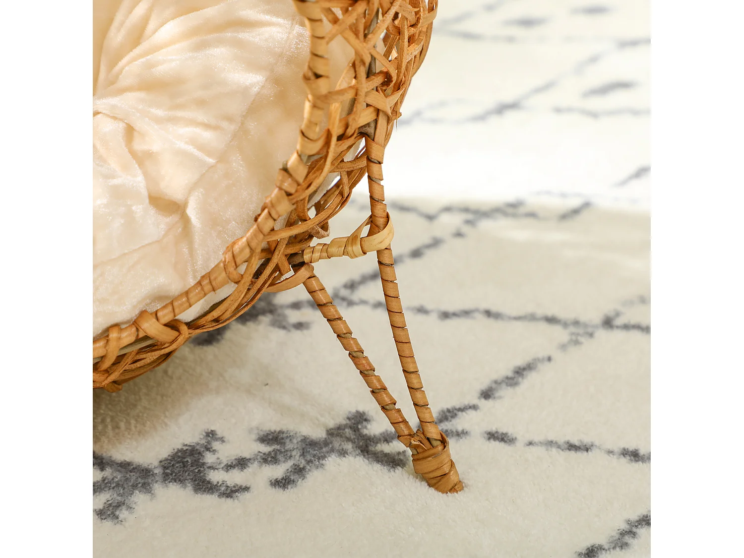 Panier chat lit chat cosy grand confort dim. Ø 40 x 32H cm coussin moelleux inclus polyester beige rotin