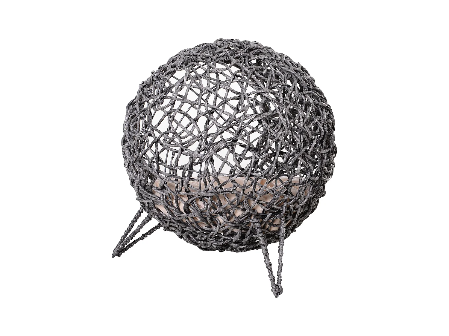 PawHut Panier chat lit chat cosy grand confort dim. Ø 52 x 58H cm coussin moelleux beige inclus résine tressée imitation rotin gris