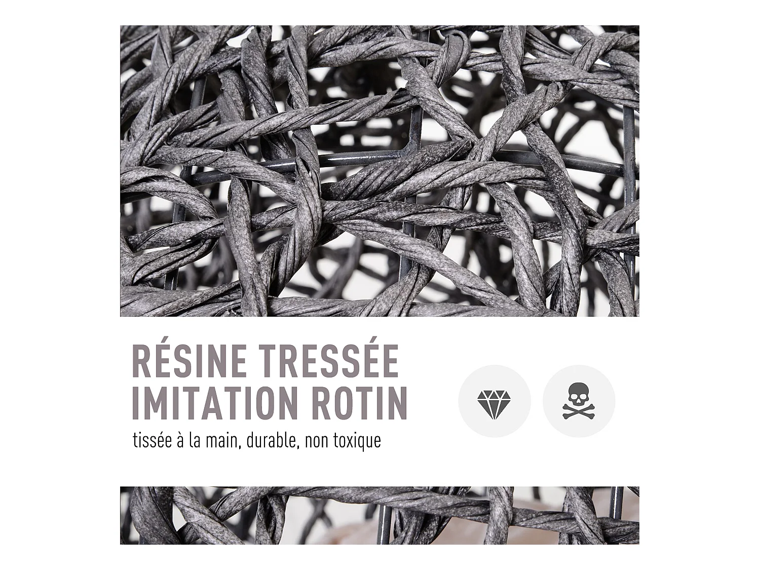 PawHut Panier chat lit chat cosy grand confort dim. Ø 52 x 58H cm coussin moelleux beige inclus résine tressée imitation rotin gris