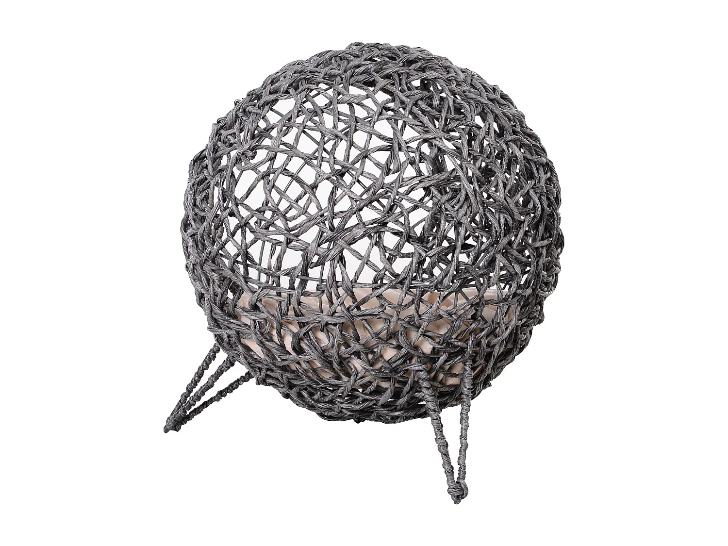 PawHut Panier chat lit chat cosy grand confort dim. Ø 52 x 58H cm coussin moelleux beige inclus résine tressée imitation rotin gris