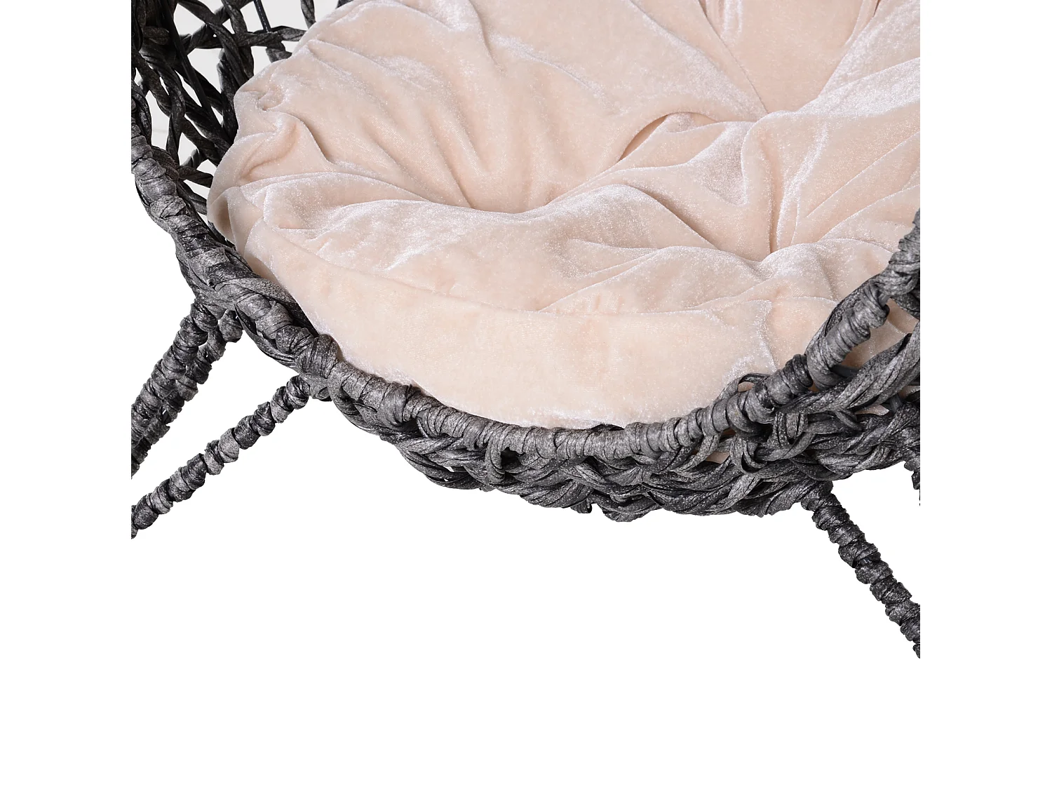 PawHut Panier chat lit chat cosy grand confort dim. Ø 52 x 58H cm coussin moelleux beige inclus résine tressée imitation rotin gris