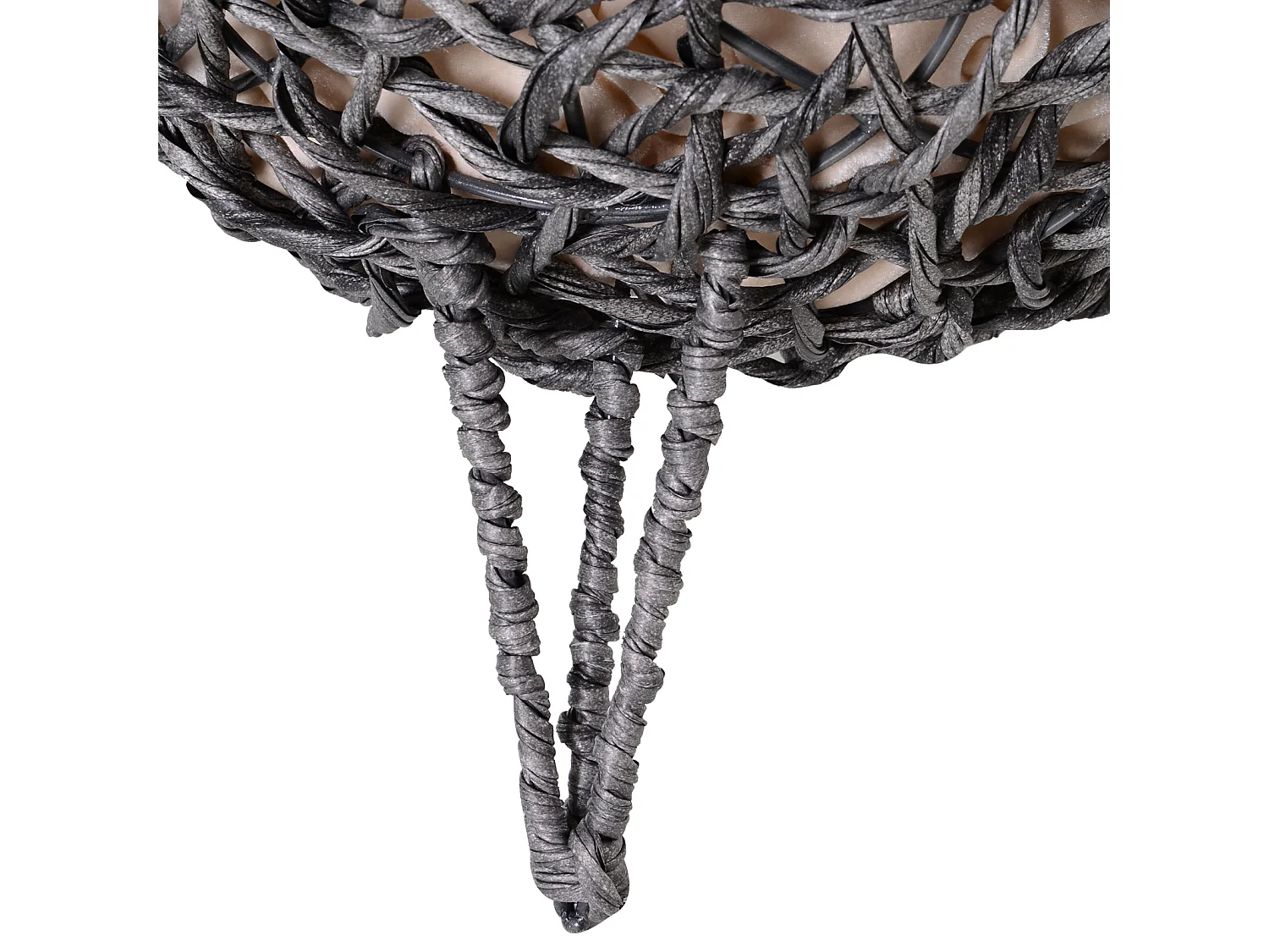 PawHut Panier chat lit chat cosy grand confort dim. Ø 52 x 58H cm coussin moelleux beige inclus résine tressée imitation rotin gris