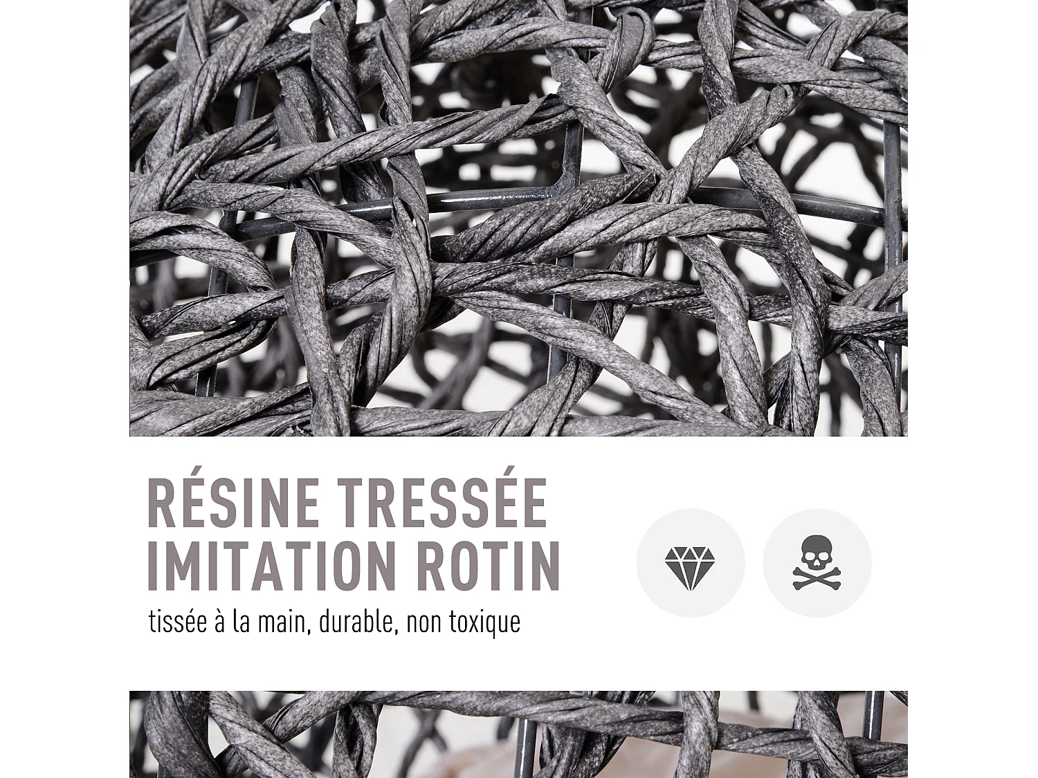 PawHut Panier chat lit chat cosy grand confort dim. Ø 52 x 58H cm coussin moelleux beige inclus résine tressée imitation rotin gris