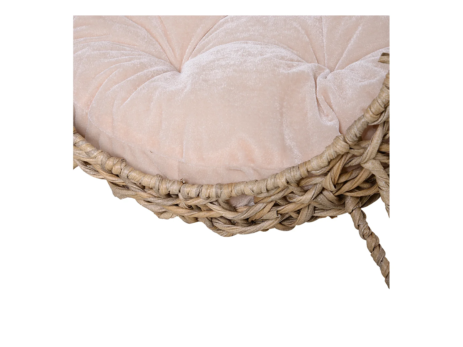 PawHut Panier chat lit chat cosy grand confort dim. Ø 52 x 58H cm coussin moelleux inclus résine tressée imitation rotin beige