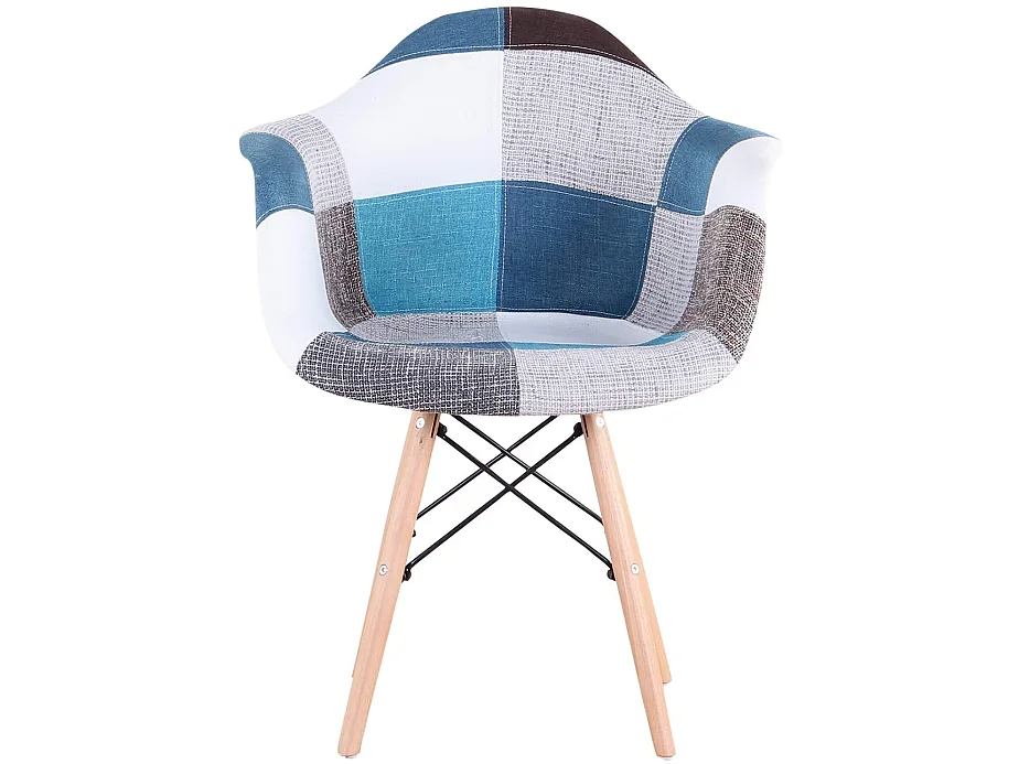 Lot de 4 chaises ELEXIT Velours bleu + 2 fauteuils patchworks bleu