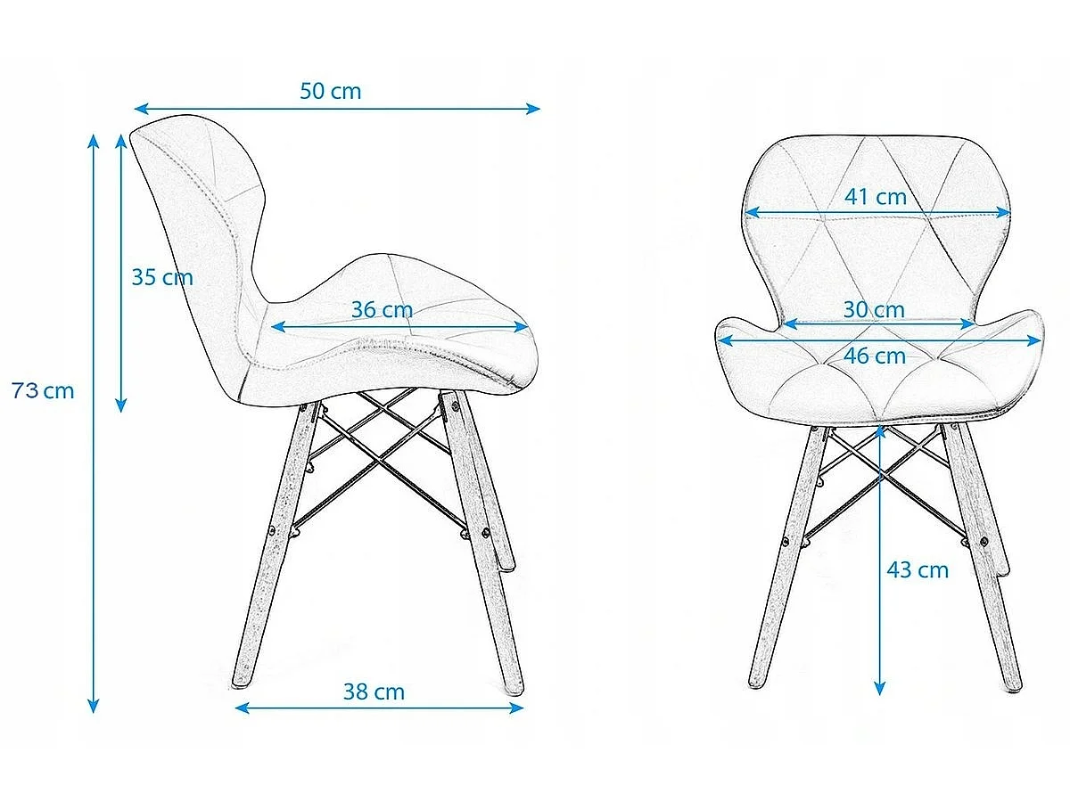 Lot de 4 chaises ELEXIT Velours bleu + 2 fauteuils patchworks bleu