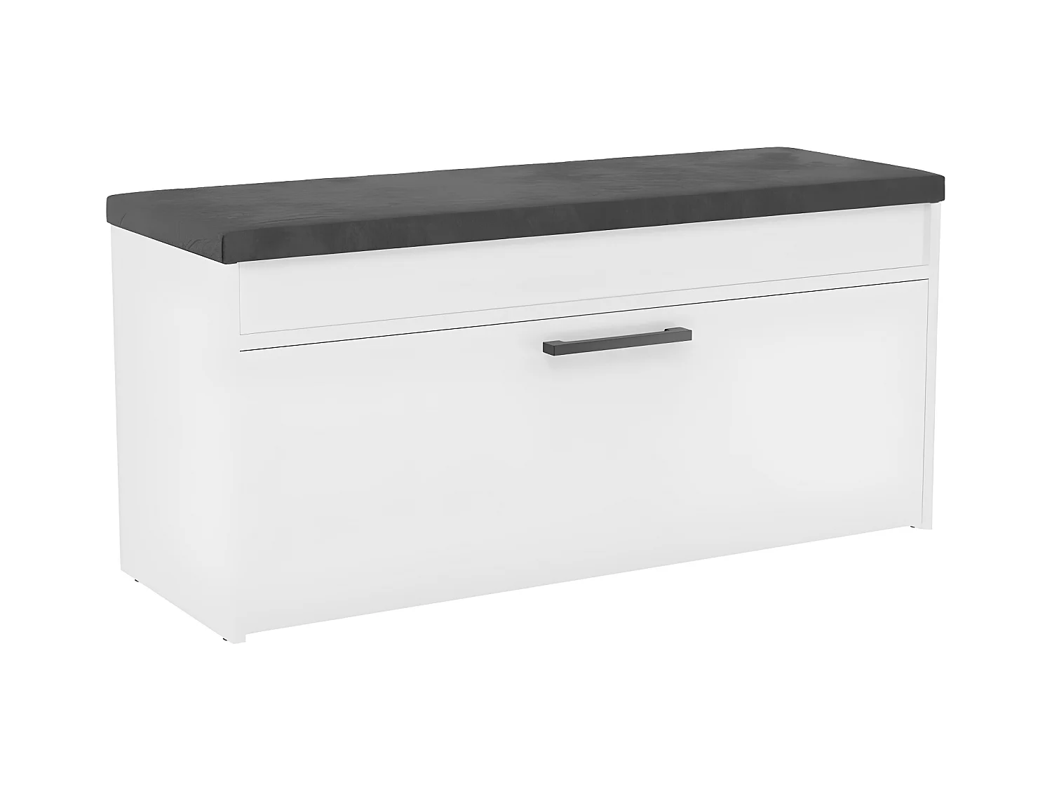 CDF Schuhschrank Parma | Farbe: Weiß | Ideal für Diele, Flur, Büro | Schuhaufbewahrung | Bequemer Sitz (Kissen) | Modern | Flügeltür | Lagerung