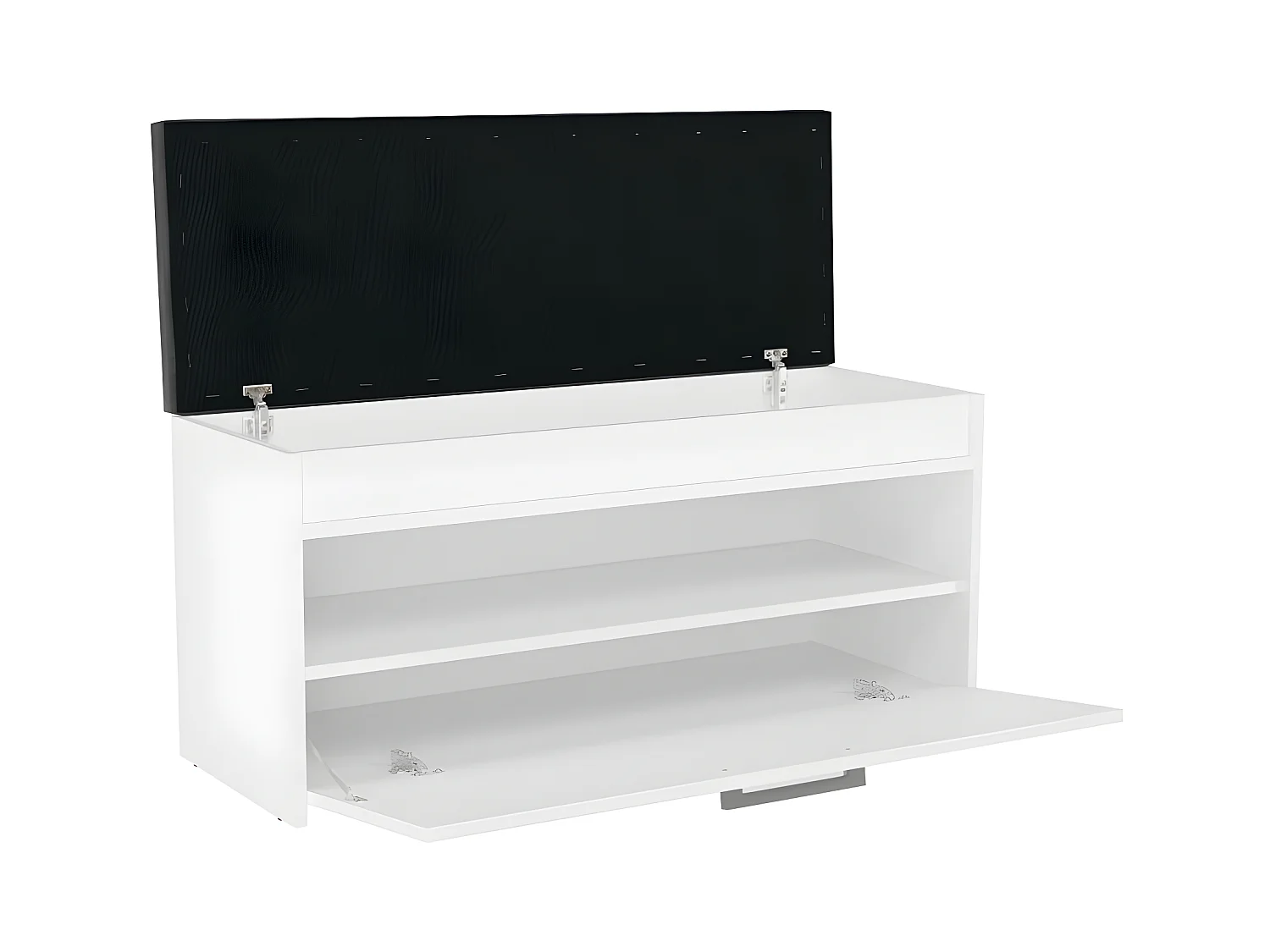 CDF Schuhschrank Parma | Farbe: Weiß | Ideal für Diele, Flur, Büro | Schuhaufbewahrung | Bequemer Sitz (Kissen) | Modern | Flügeltür | Lagerung