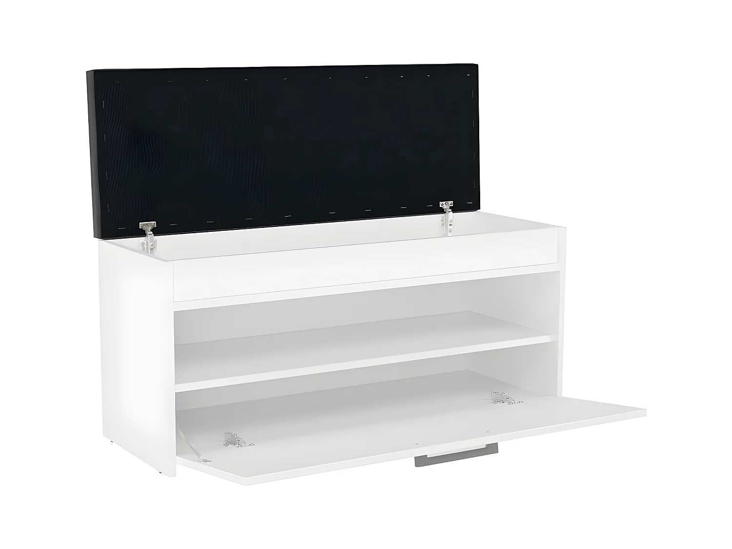 CDF Schuhschrank Parma | Farbe: Weiß | Ideal für Diele, Flur, Büro | Schuhaufbewahrung | Bequemer Sitz (Kissen) | Modern | Flügeltür | Lagerung