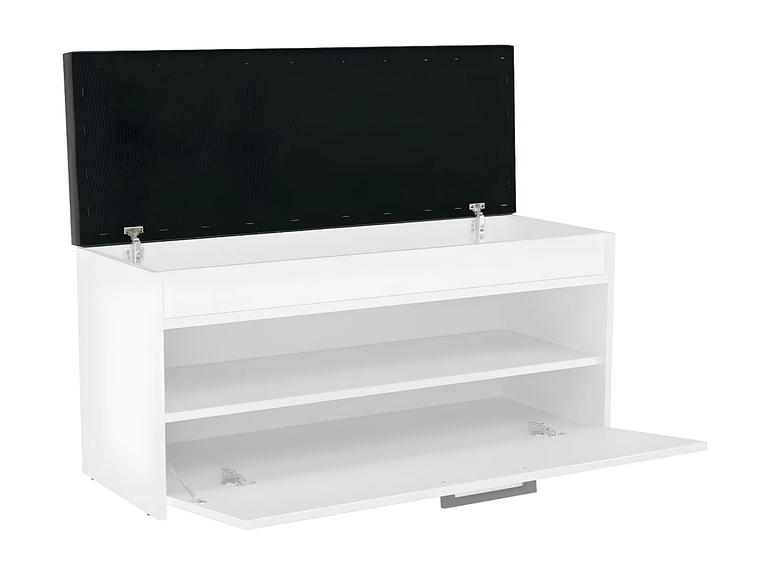 CDF Schuhschrank Parma | Farbe: Weiß | Ideal für Diele, Flur, Büro | Schuhaufbewahrung | Bequemer Sitz (Kissen) | Modern | Flügeltür | Lagerung