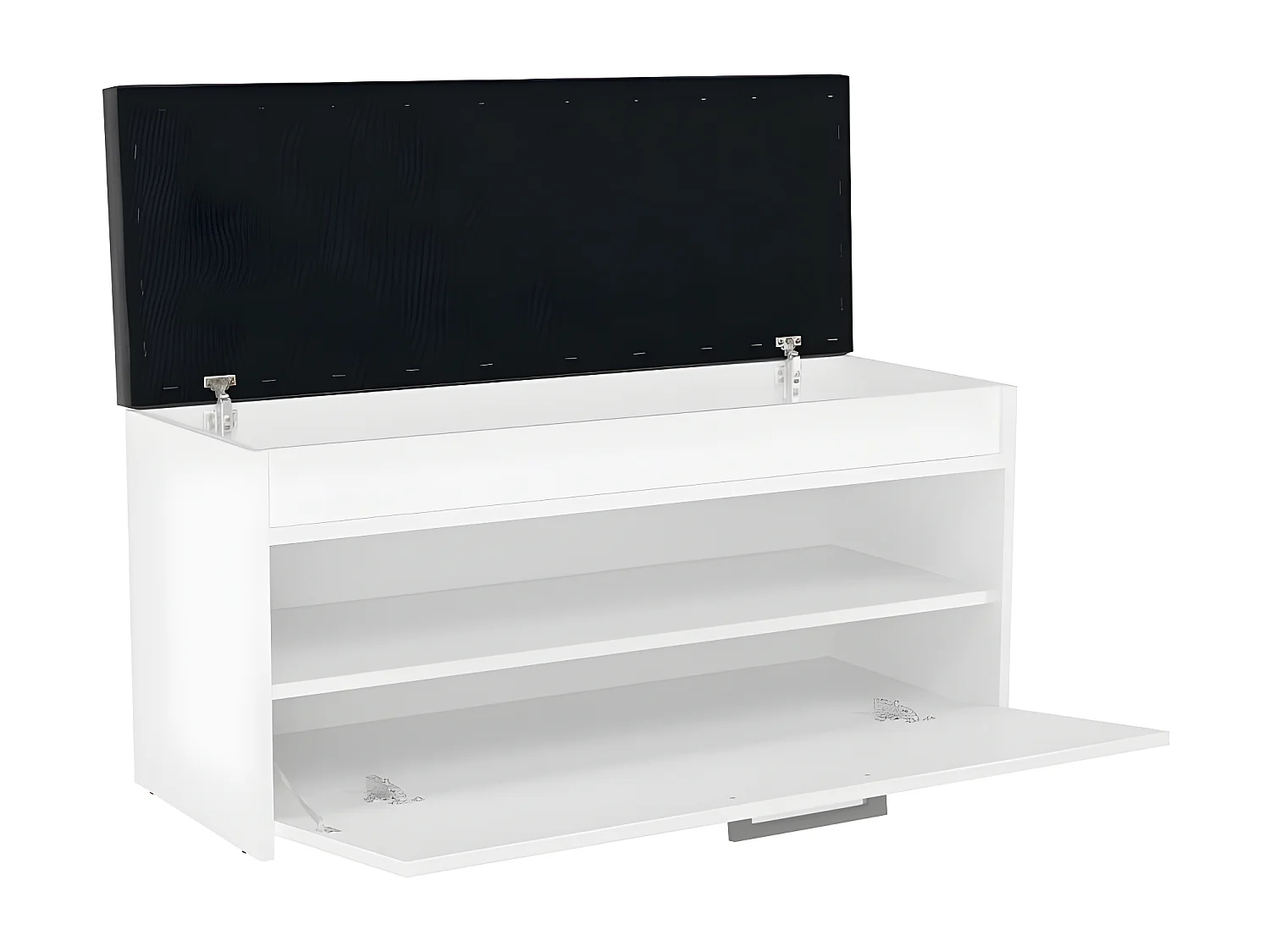 CDF Schuhschrank Parma | Farbe: Weiß | Ideal für Diele, Flur, Büro | Schuhaufbewahrung | Bequemer Sitz (Kissen) | Modern | Flügeltür | Lagerung