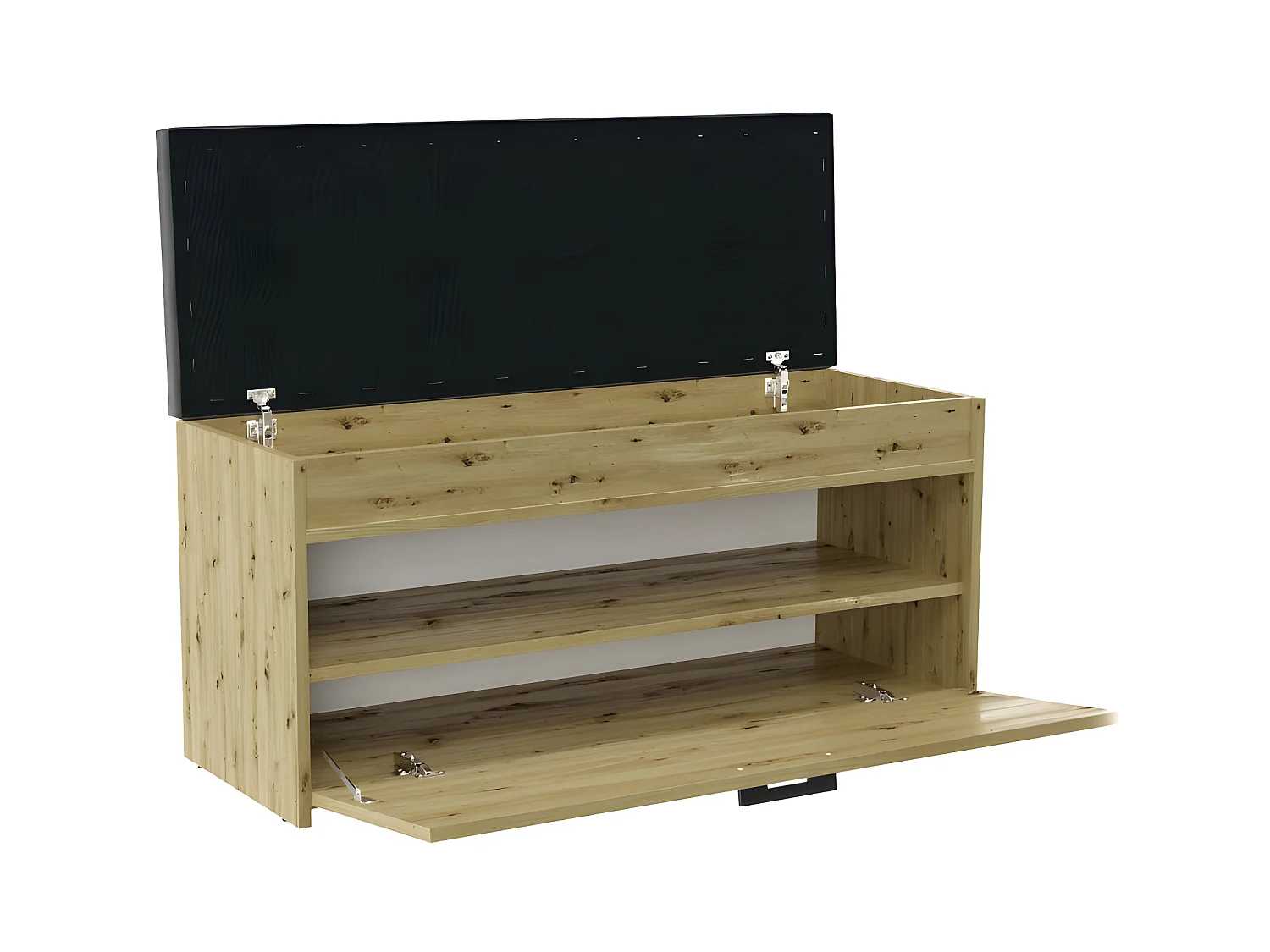 CDF Schuhschrank Parma | Farbe: Eiche Artisan | Ideal für Diele, Flur, Büro | Schuhaufbewahrung | Bequemer Sitz (Kissen) | Modern | Flügeltür | Lagerung