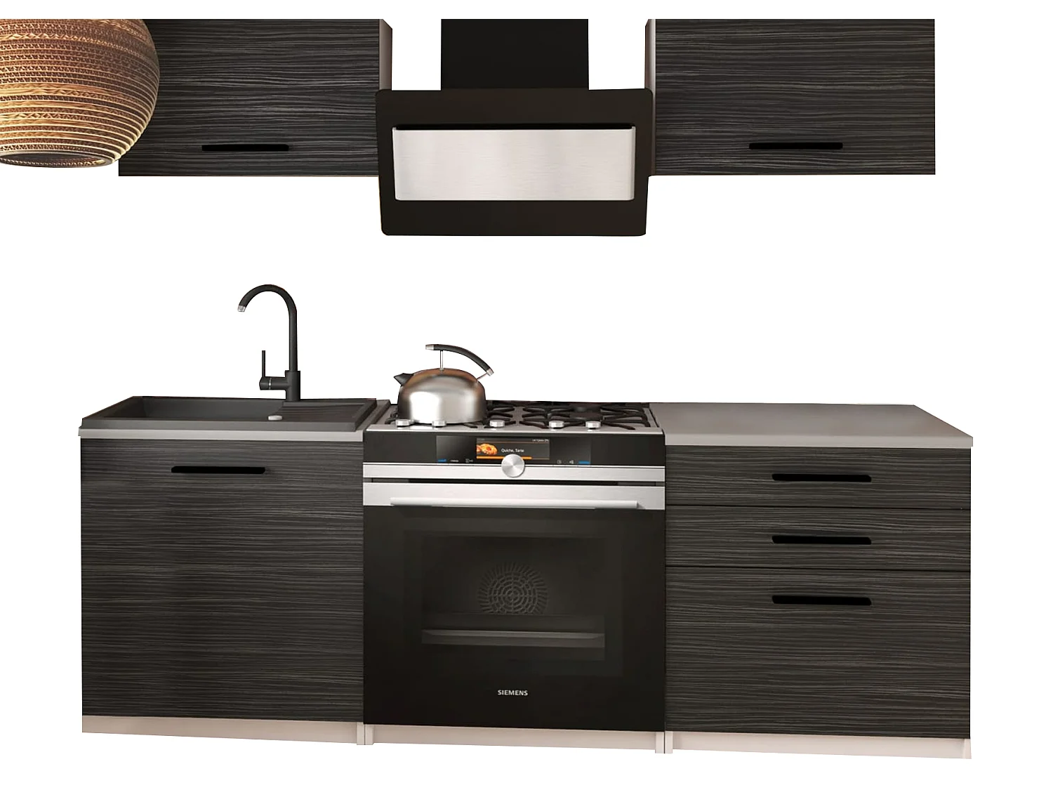 VULCANDER - Cucina completa L120 cm - Cucina dritta 4 pezzi - Piano di lavoro incluso