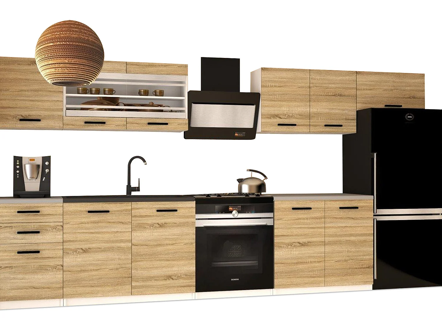 ELLANTO - Cuisine complète L240 cm - Cuisine droite 7 pcs - Plan de travail inclus