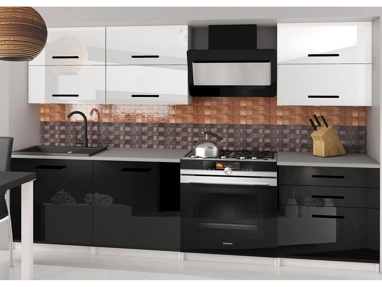 PRIMEN - Cucina completa L180 cm - Cucina dritta 6 pz - Piano di lavoro incluso