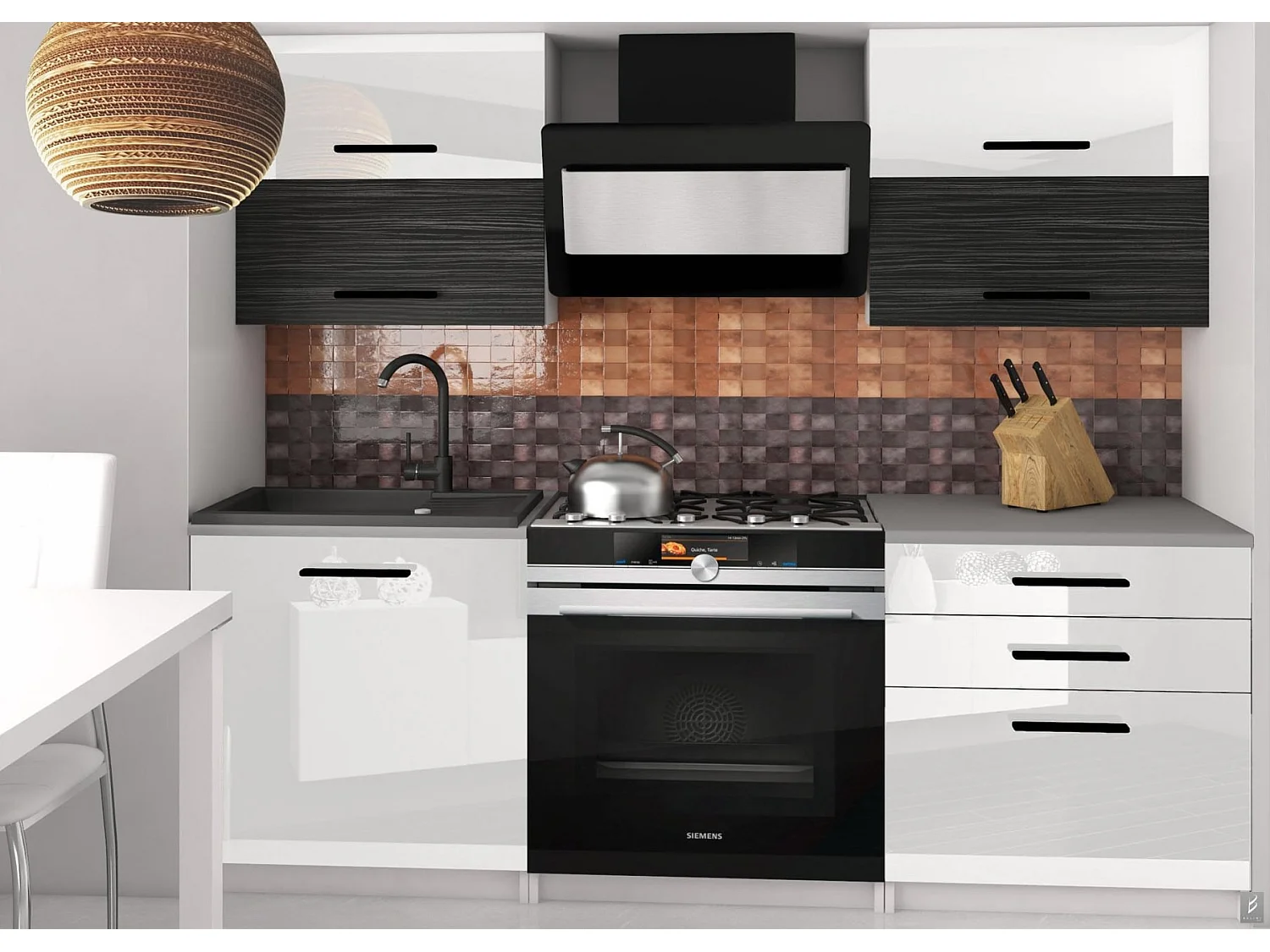 KATALINA - Cocina completa L120 cm - Cocina recta 4 piezas - Encimera incluida