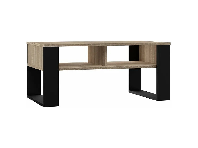 AUREA - Mesita rectangular estilo loft - Dimensiones 90x58x50 cm - Mesita con 2 estantes
