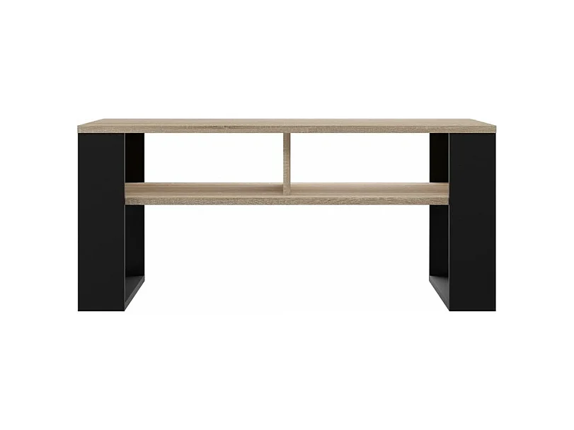 AUREA - Mesita rectangular estilo loft - Dimensiones 90x58x50 cm - Mesita con 2 estantes